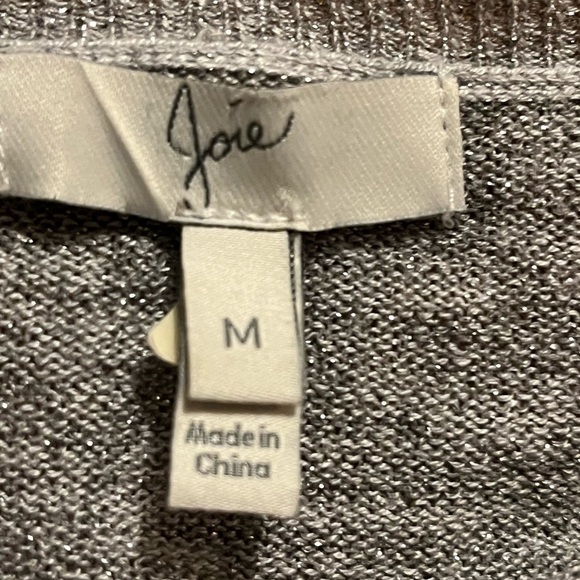 Joie grey & silver metallic asymmetric hem Sz M Tunic Light Sweater - Picture 5 of 7